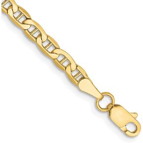 Avariah 14K Yellow Gold 3.2mm Semi-Solid Anchor with Lobster Lock Anklet Necklace Chain -7.0" 9.0" 10.0"