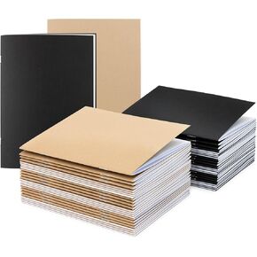 Hygloss Blank Black Books, Unlined Notebooks for Journaling, Sketching, Writing, 24 White Pages (12 Sheets), 8.5 x 11-Inch, 10 Books