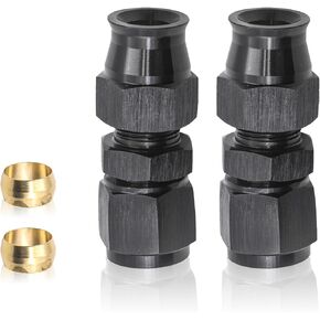 2 PCS 6AN Rotating Oil Pipe Joint, Automobile Parts Shrinkage Hard Line, with Brass Fuel Adapter Joint, Universal for Most Cars (Black #MG08-5/16")
