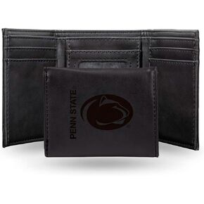 NCAA Penn State Nittany Lions Men’s Trifold Brown Wallet- Premium 9 Pocket Laser-Engraved Team Logo on Vegan Leather- Minimalist Design, ID Window, Credit Card Holder- Ideal Men’s Gift