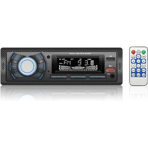 Kunfine Audio Systems Car Stereo - Single Din, Voice Control, Bluetooth, No CD DVD Player, FM Radio Receiver, Wireless Remote Control, MP3, 2 USB(2.1A Charger), Aux-in