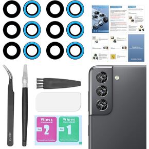2 Pack for Samsung Galaxy S21/S21 Plus All Carriers Back Rear Camera Lens Glass Replacement with Pre-Installed Adhesive+[Camera Lens Protector] Include Repair Tool Set+ Installation Manual