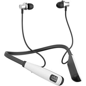 Neckband Wireless Bluetooth Headset, Sports Running Headphones, in Ear Hi-Fi Stereo Gamers Earbuds, Waterproof Earphones, Extra Long Playback with Microphone (Black)