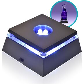 ASENTE 4 Ultra Bright LED Crystal Display Stand with White LED Light - Lighted Display Base Perfect for 3D Laser Etched Crystal Glass Pictures, Acrylic & Glass Art, LED Crystal Light Stand