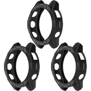 Case Cover Compatible with Garmin Fenix 7 Pro Sapphire Solar Cases Protector Protective Case 47mm for Fenix 7 Watch (Do Not Fit for Fenix 7X/7S)-3Pack (Black+Black+Black)