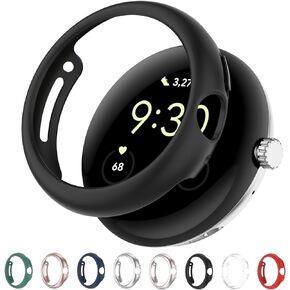 Compatible with Google Pixel Watch 2 PC Protective Case Cover, Smartwatch Protective Case Cover Shell Soft and Durable Watch Accessories(Black)