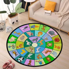 Vantaso 3ft Area Rugs Woodland Animals Floor Mat for Kids Boys,Forest Large Round Foam Rug for Living Room Playroom Comfort Play Yoga Mat for Nursery