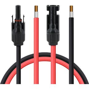 10FT Solar Panel Extension Cable,10AWG (6mm²) with Female and Male Connector Adapter Kit with Extra Free Pair of Connectors Solar Panel (10FT Red + 10FT Black)