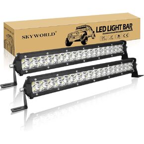 SKYWORLD 24 بوصة 180 واط LED شريط ضوء العمل صف مزدوج بقعة الفيضانات كومبو شعاع أضواء الضباب 6000K مصباح القيادة على الطرق الوعرة 7D LED بار للشاحنات سيارة ATV UTV SUV UTE 4X4 4WD مع تسخير الأسلاك على الطرق الوعرة مجموعة واحدة