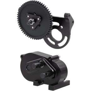 LCG Metal Prefixal Gearbox with 30% Overdrive Gear Front Motor Transmission Transfer Case for 1/10 RC Crawler SCX10 I II 90046 Capra LCG Chassis Upgrade Parts (Black)