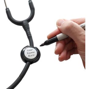 2 Pack - Adjustable Stethoscope Name Tags - Fits Any Size Tubing! Steth Label - Compatible with Littman Tubes, Round Personalized Identification for Nurses Doctors & More by Specialist ID (Black)