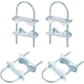 uxcell 4pcs Antenna Mast Cross-Over Bracket U-Bolt Clamp Mounting Hardware V Jaw Bracket for Outdoor Antenna, M6x52x140mm