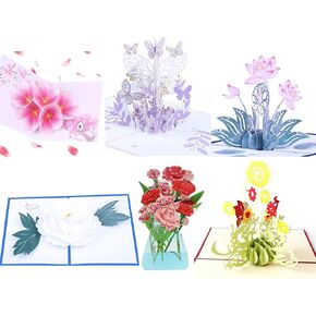 WESAPPINC 6 عبوات بطاقات تهنئة ثلاثية الأبعاد، بطاقات عيد الميلاد المنبثقة، بطاقات بريدية للعطلات، بطاقة الذكرى السنوية لعيد الميلاد للآباء، عيد الحب، الأصدقاء، الأطفال، شكرًا لك هدايا التقدير المصنوعة يدويًا (6 عبوات من بطاقات الزهور) in Kuwait