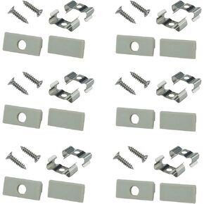 Muzata 6PACK LED قناة مشابك تثبيت من الفولاذ المقاوم للصدأ وأغطية نهاية رمادية مناسبة لقناة Muzata U102 و18 * 9 مم على شكل حرف U من الألومنيوم في السوق، LC18 WW in Kuwait