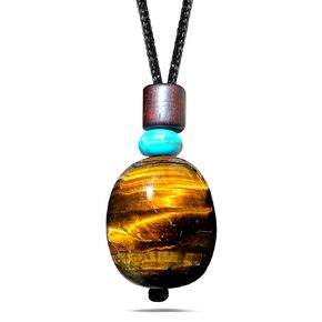 Unisex Natural Raw Irregular Tiger Eye/Turquoise Stone Necklace,Adjustable Hemp Rope Genuine Crystal Quartz Gemstone Pendant Necklace Jewelry Gift for Women Men (B_Turquoise)