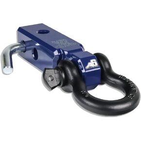 AGENCY 6 Recovery Shackle Block Assembly 2 INCH Double Hole Powder Coat Blue - Hitch Receiver Block - Proudly Made in The USA with US Certified Materials - Includes Hitch pin and D-Ring