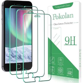 Pokolan [3-Pack] Screen Protector for iPhone SE 2022/2020 (3rd/2nd Generation) Tempered Glass, 9H Hardness, Bubble Free, Case Friendly, Anti Scratch