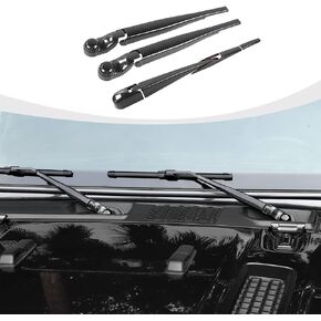 JK Windshield Wiper Blade Trim, 3PCS Front & Rear Window Wiper Blades Cover Compatible with Jeep Wrangler JK JKU 2007-2017, Carbon Fiber