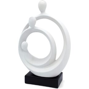 Stylish Sculpture Family Happiness – Timeless holy Family Sculpture Home Decor 14in – Abstract Decorative Statue for Living Room in White & Black - Modern Ceramic Figure Well Suited as Gift