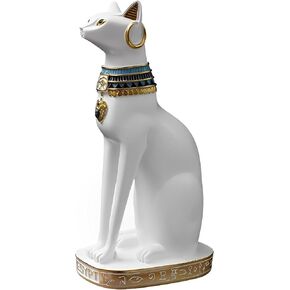 9.4 inch Tall Gold Egyptian Cat Goddess Bastet Statue, Ancient Egypt Bast Figurines Home Decor