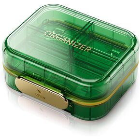 Portable Travel Pill Organizer with 7 Compartments - Perfect Weekly Pill Case Waterproof Pill Box for Daily Vitamins and Medicine, Small Pill Container for Pocket Purse (Blue)