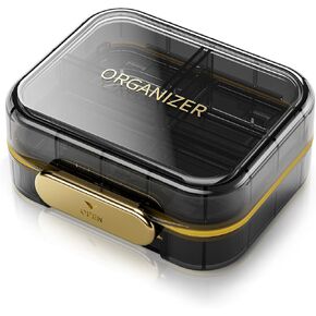 Portable Travel Pill Organizer with 7 Compartments - Perfect Weekly Pill Case Waterproof Pill Box for Daily Vitamins and Medicine, Small Pill Container for Pocket Purse (Blue)