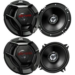 1 Pair (QTY 2) of JVC CSDR621 drvn 6.5" 2-Way Coaxial 300W Max Power Automotive Speakers Bundle Combo with (QTY 2) JVC CSDR521 5.25" 2-Way Coaxial 260W Max Power Car Audio Speakers