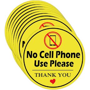 Please No Cell Phone Use Sticker Signs，4 inches Self Adhesive No Cell Phone Use Warning Labels (15 Pack）
