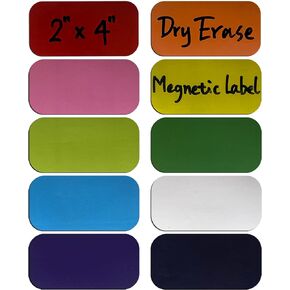 Mr-Label – 60 Pcs 2"x4" Dry Erase Magnetic Labels – Reusable Write on Magnets Sticker for Whiteboard|Fridge|Locker|Shelf -Waterproof Magnetic Name Tags for Class Room|Office|Education-10 Colors