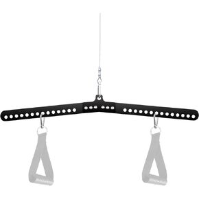 32" D Handle Cable Crossover Double Pulley System Workout Rope Exercise Machine Accessories Spreader LAT Pull Down Bar Attachment Double Hook Parts for Squat Rack Home Gym(8mm)