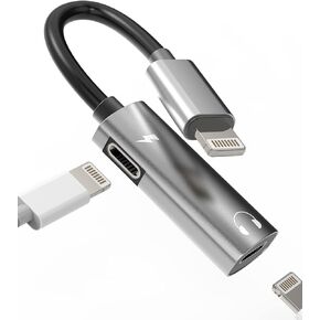 Iphone Headphone Charger Dongle Adapter 2 in 1 Dual Lightning Audio Splitter AUX Cable Adaptador Para for 13 12 11 Pro Max Mini Xs Se 7 X Xr 8 Plus Ipad Music Charging Double Jack Converter Cord