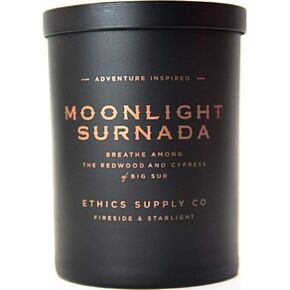 Ethics Supply Co. Moonlight Surnada Candle | 12 oz | Velvety Cypress, Sea Salt, Native Bay Laurel, Coastal Redwood | Infused with Essential Oils & A Premium Grade of Aromatic Oils