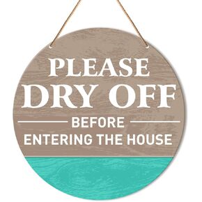 Muktoujaumai Beach House Sign Wall Decor، Summer Beach Lake شنقا علامة ديكور مزرعة جدار ديكورات لافتة للباب الأمامي، الشرفة، الفناء، المدخل، يرجى التجفيف قبل دخول المنزل
