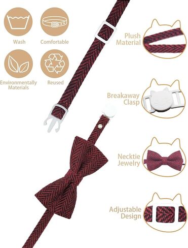 Chic Woven Stripe Bow Tie Breakaway Safety Collar for Cats and Small Dogs - Festive Style, Adjustable 9"-11.8" Kitten Collar (Beige) in Saudi Arabia