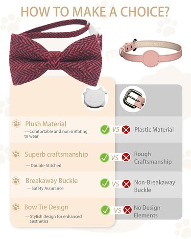 Chic Woven Stripe Bow Tie Breakaway Safety Collar for Cats and Small Dogs - Festive Style, Adjustable 9"-11.8" Kitten Collar (Beige) in Saudi Arabia