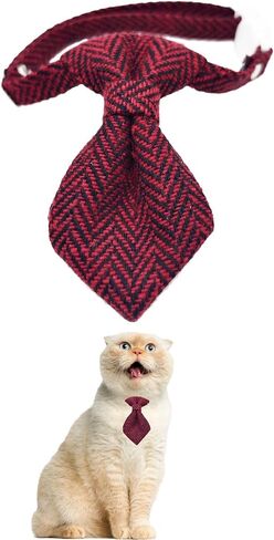 Chic Woven Stripe Bow Tie Breakaway Safety Collar for Cats and Small Dogs - Festive Style, Adjustable 9"-11.8" Kitten Collar (Beige) in Saudi Arabia