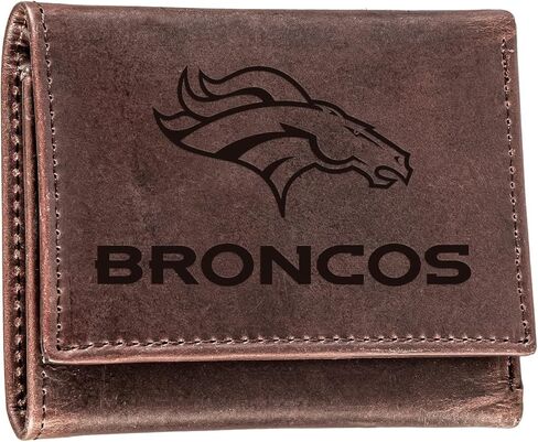 Team Sports America NFL Denver Broncos Brown Wallet | Tri-Fold | Officially Licensed Stamped Logo | Made of Leather | Money and Card Organizer | Gift Box Included in Saudi Arabia