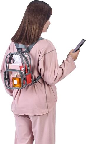 حقيبة ظهر MAY TREE صغيرة شفافة أنيقة وجذابة وشفافة ومعتمدة للعمل والحفلات الموسيقية والأمن والسفر والرياضات (رمادي) in Kuwait