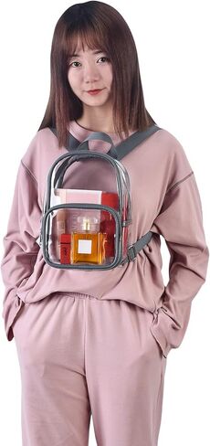 حقيبة ظهر MAY TREE صغيرة شفافة أنيقة وجذابة وشفافة ومعتمدة للعمل والحفلات الموسيقية والأمن والسفر والرياضات (رمادي) in Kuwait