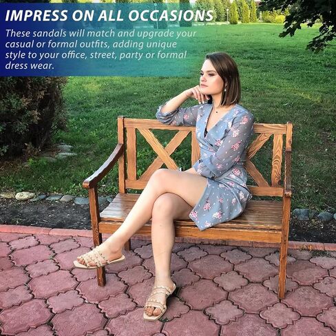DAYDAYGO Sandals for women - Cute Square Open Toe Dressy Slide Sandal - Comfortable Stylish Flat Sandal Slides Shoes With Striking straps and Soft Memory Foam Insole in Saudi Arabia