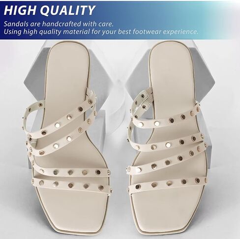 DAYDAYGO Sandals for women - Cute Square Open Toe Dressy Slide Sandal - Comfortable Stylish Flat Sandal Slides Shoes With Striking straps and Soft Memory Foam Insole in Saudi Arabia