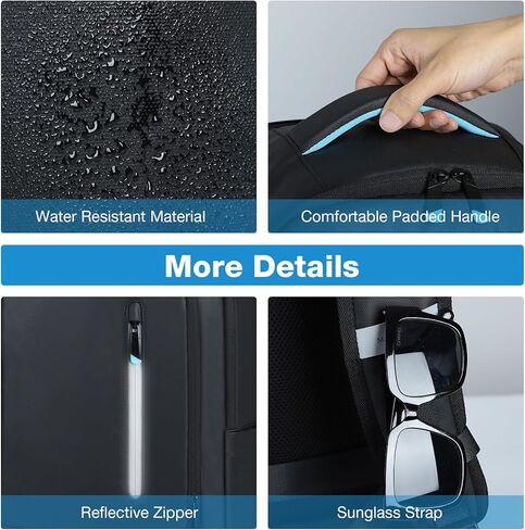 حقيبة ظهر للأعمال للرجال، حقيبة ظهر للكمبيوتر المحمول مقاس 17 بوصة يمكن حملها أثناء الطيران وحقائب ظهر للكمبيوتر الاحترافية مع منفذ شحن USB للعمل والسفر والتنقلات الجامعية باللون الأسود in Kuwait