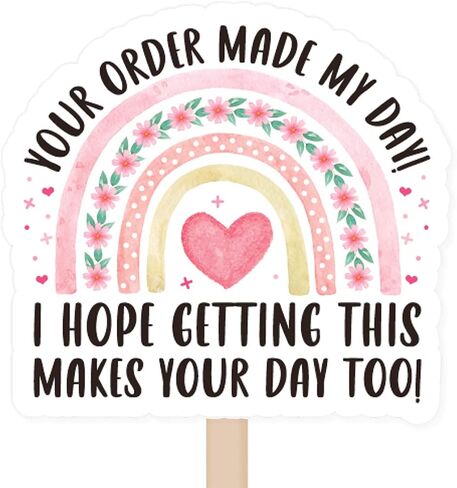 Your Order Made My Day Stickers, Cute Pink Floral Rainbow Stickers,Small Business Stickers,Handmade Business Sticker,Thank You Small Business Stickers for Packages, 400 PCS in Saudi Arabia