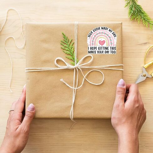 Your Order Made My Day Stickers, Cute Pink Floral Rainbow Stickers,Small Business Stickers,Handmade Business Sticker,Thank You Small Business Stickers for Packages, 400 PCS in Saudi Arabia