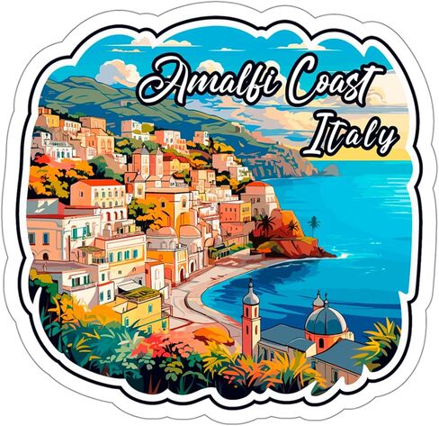 ملصق Amalfi Coast Italy مقاوم للطقس ملصق فينيل صغير مقاوم للماء لزجاجة المياه وكوب جواز السفر وكتاب القصاصات والكمبيوتر المحمول ولوح التزلج والكمبيوتر المحمول مقاس 4 بوصات هدية مضحكة in Saudi Arabia