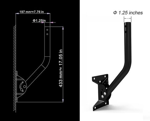 عمود تثبيت هوائي خارجي قابل للتعديل - حامل أنبوب J عالمي للهوائي ومحطة الطقس - سهل التركيب، هيكل صلب، مقاوم للطقس (قطر 1 1/4 بوصة، الطول 16 1/2 بوصة) in Kuwait