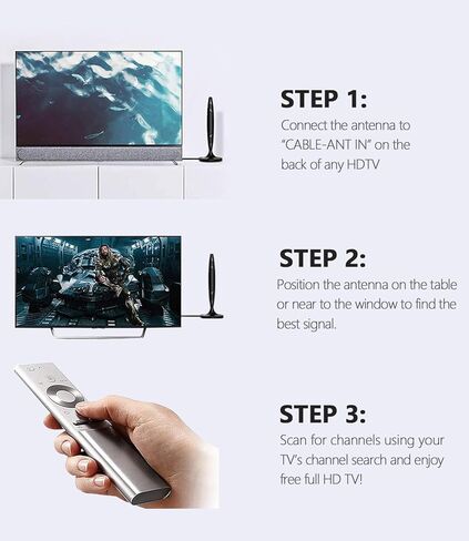 هوائي التلفزيون - هوائي HDTV يدعم 4K 1080P، هوائي رقمي لنطاق 130+ ميل للتلفزيون عالي الدقة، هوائي قنوات VHF UHF مع معزز إشارة مكبر الصوت - كابل محوري بطول 18 قدمًا in Kuwait