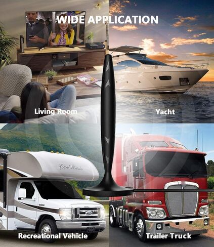 هوائي التلفزيون - هوائي HDTV يدعم 4K 1080P، هوائي رقمي لنطاق 130+ ميل للتلفزيون عالي الدقة، هوائي قنوات VHF UHF مع معزز إشارة مكبر الصوت - كابل محوري بطول 18 قدمًا in Kuwait