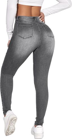 SweatyRocks Women's Casual High Rise Ripped Jeans Zipper Fly Skinny Denim Pants in Saudi Arabia