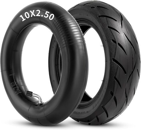 مجموعة الإطارات والأنابيب الداخلية شديدة التحمل مقاس 10 × 2.50 لاستبدال إطارات السكوتر الكهربائية ذاتية التوازن مقاس 10 بوصات، وأنبوب الإطارات مقاس 10 × 2.5 مع صمام انحناء CR202 مناسب لمحرك محور 36 فولت 48 فولت 400 وات 500 وات 800 وات in Kuwait